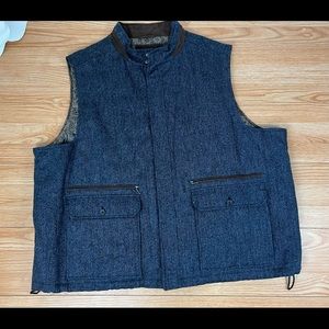 Robert Talbott Men’s Mariposa Cotton Wool Full Zip Vest Blue Brown Size 4XL